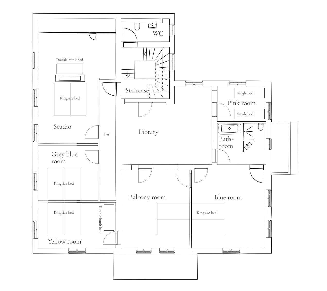 Floor plan upper floor Grundriss OG